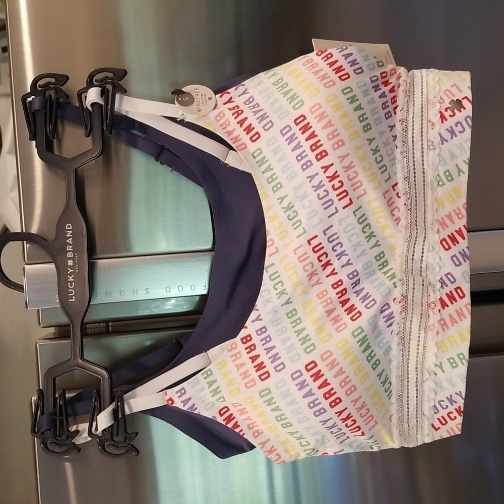 💕LUCKY BRAND💕 Logo Bralettes (2 Pk) Rainbow Logo Small S NWT
